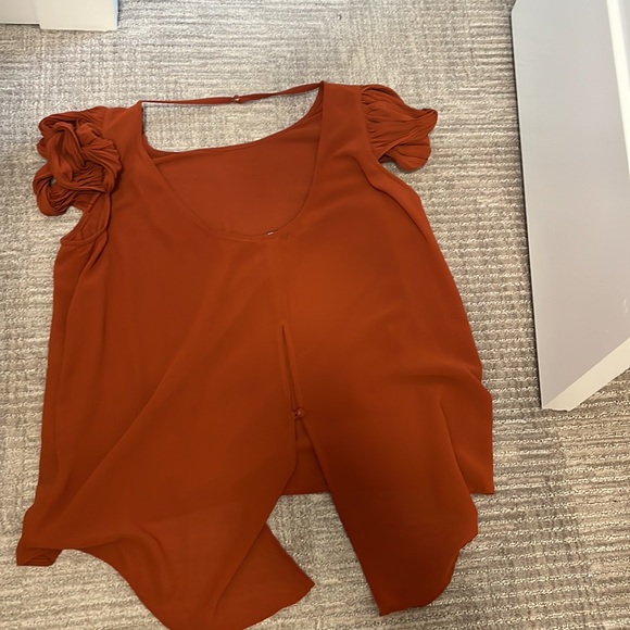 Beautiful burnt orange short sleeve blouse - Picture 3 of 4